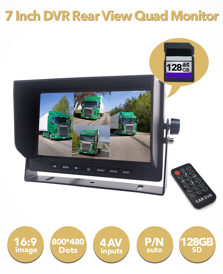 카메라 4대용 7인치 DVR 및 128GB SDXC 카드