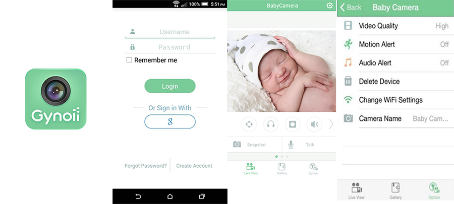 애플리케이션 gynoii 베이비 모니터
