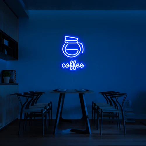 벽에 LED 3D 네온 로고 COFFEE