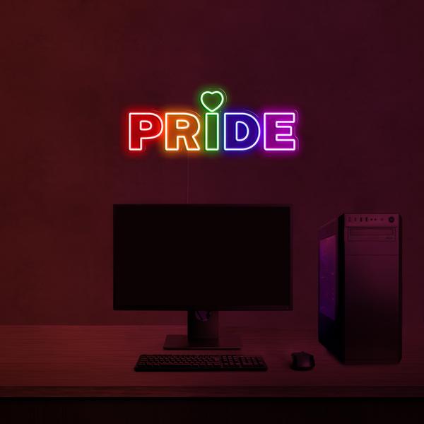 다양한 색상의 벽에 3D 네온 LED 사인 - PRIDE